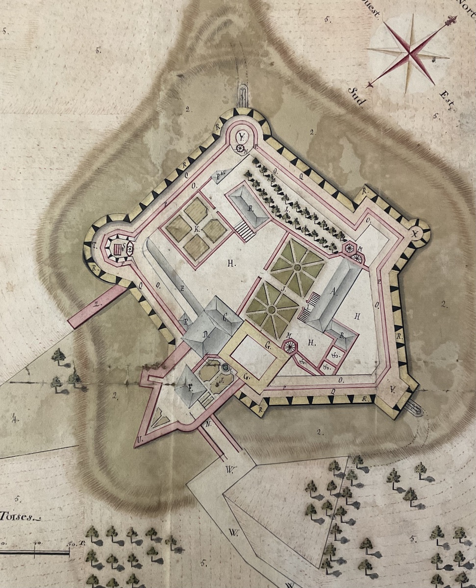 DESSIN ORIGINALE XVII/XVIIIè PLAN ARCHITECTURE CHÂTEAU DE VALOGNES NORMANDIE -photo-4