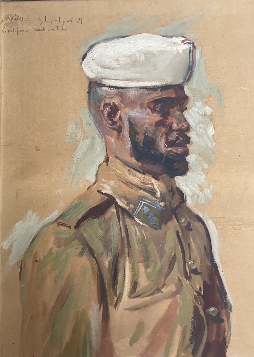 LUCIEN HECTOR JONAS TABLEAU PORTRAIT TIRAILLEUR MAROCAIN BAREK BEN TAHAR INFANTERIE -photo-3