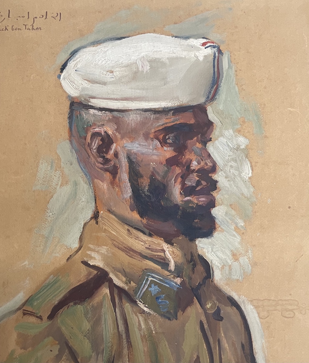LUCIEN HECTOR JONAS TABLEAU PORTRAIT TIRAILLEUR MAROCAIN BAREK BEN TAHAR INFANTERIE -photo-4