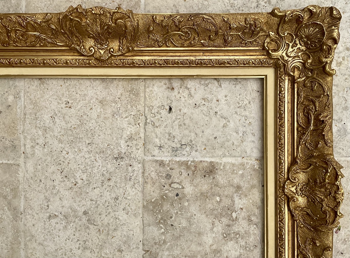 CADRE MONTPARNASSE SCULPTÉ STYLE LOUIS XIV PROFIL BOIS STUC DIM 10P -photo-3