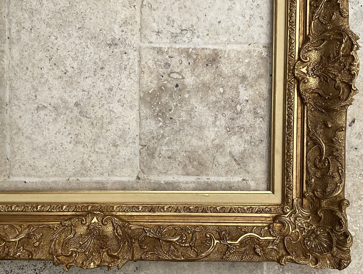 CADRE MONTPARNASSE SCULPTÉ STYLE LOUIS XIV PROFIL BOIS STUC DIM 10P -photo-1