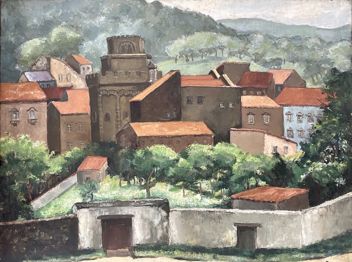 TOLEDO PIZA GRAND TABLEAU PEINTURE 1920 PAYSAGE DE BOURGOGNE BRÉSILIEN -photo-2