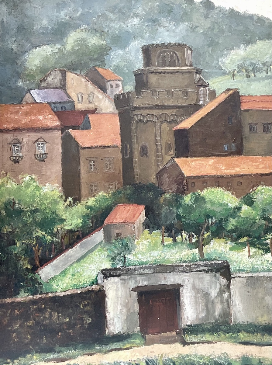 TOLEDO PIZA GRAND TABLEAU PEINTURE 1920 PAYSAGE DE BOURGOGNE BRÉSILIEN -photo-3