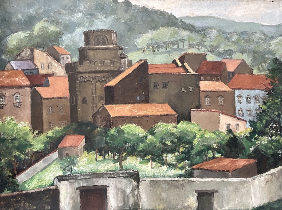 TOLEDO PIZA GRAND TABLEAU PEINTURE 1920 PAYSAGE DE BOURGOGNE BRÉSILIEN -photo-4