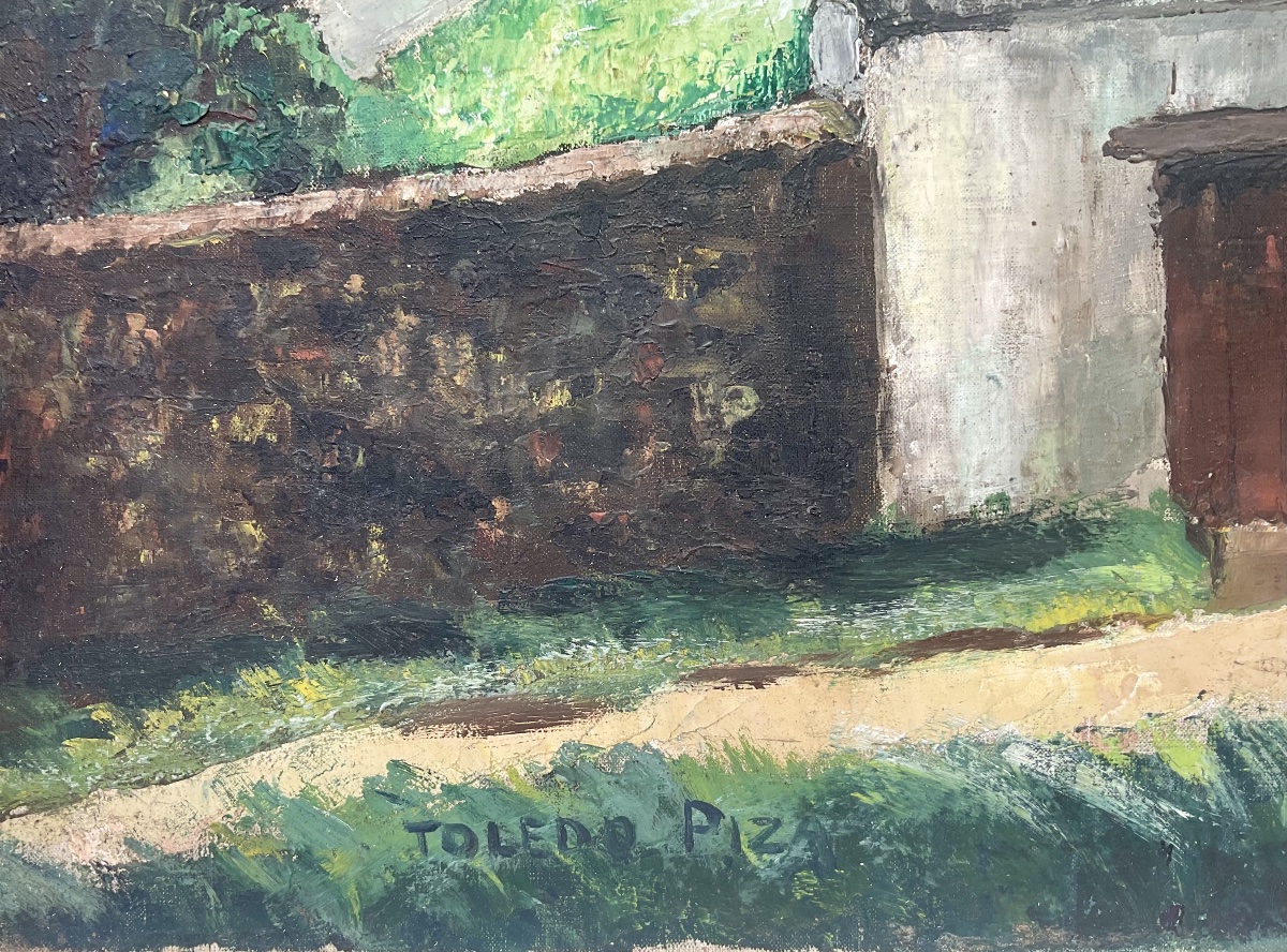 TOLEDO PIZA GRAND TABLEAU PEINTURE 1920 PAYSAGE DE BOURGOGNE BRÉSILIEN -photo-2