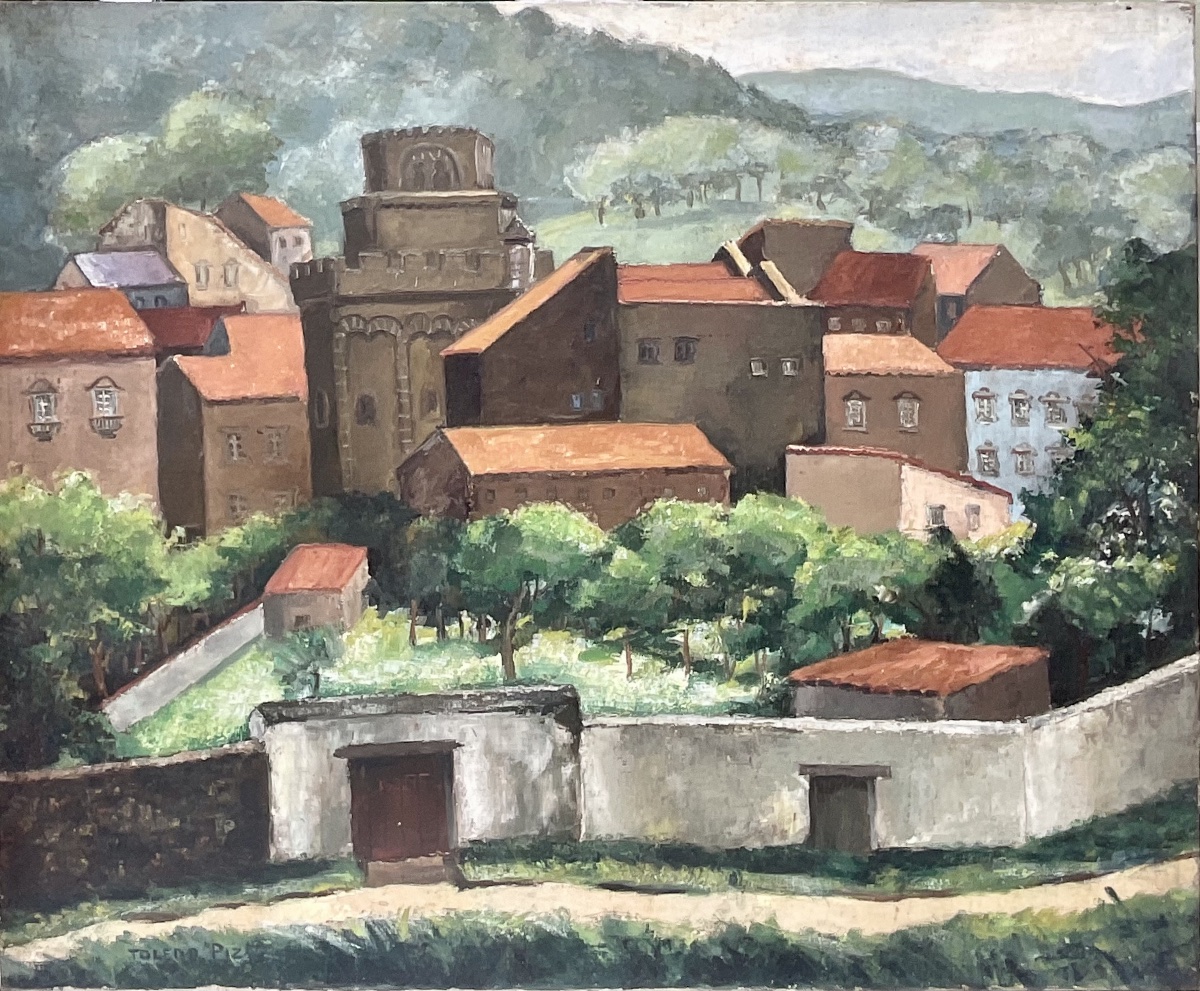 TOLEDO PIZA GRAND TABLEAU PEINTURE 1920 PAYSAGE DE BOURGOGNE BRÉSILIEN 