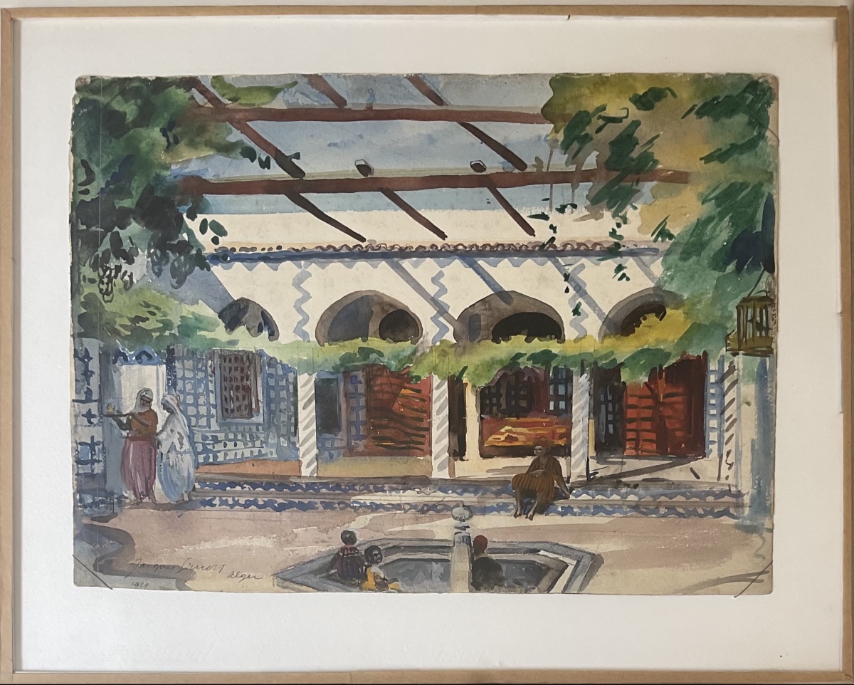 Jacques Roger Simon, Orientalist Watercolor, 1929, Algiers, Villa Mahieddine 
