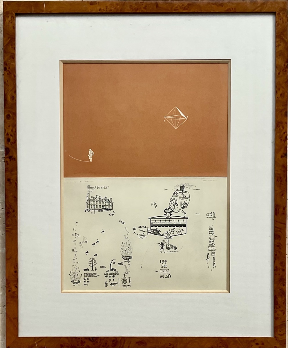 GIANFRANCO BARUCHELLO GRAVURE ORIGINALE EAUX FORTE DOUBLE SIGNATURES