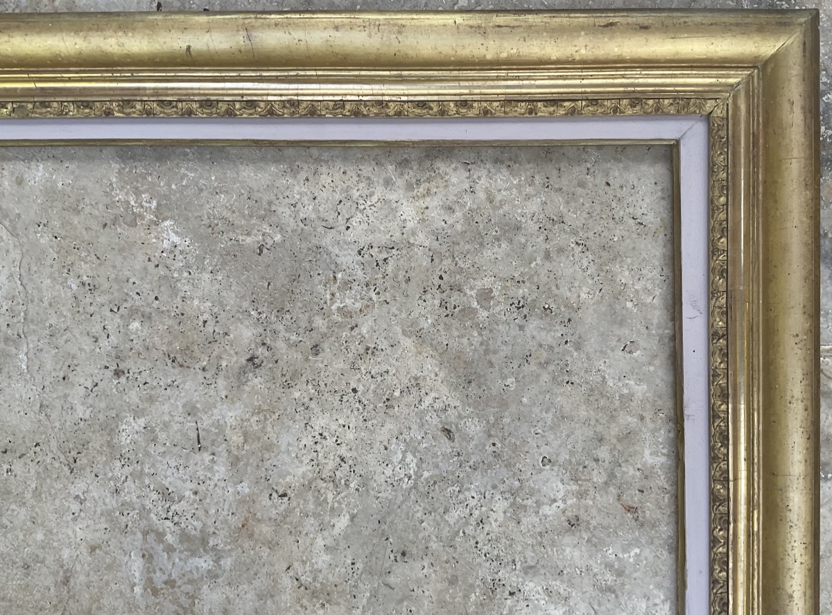 CADRE XIXè STYLE LOUIS XVI DIM 15F DORURE A LA FEUILLE 65 x 54 cm-photo-2