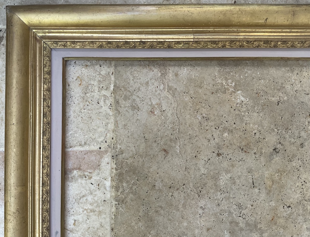 CADRE XIXè STYLE LOUIS XVI DIM 15F DORURE A LA FEUILLE 65 x 54 cm-photo-3