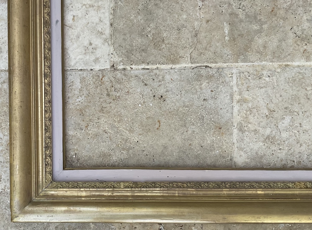CADRE XIXè STYLE LOUIS XVI DIM 15F DORURE A LA FEUILLE 65 x 54 cm-photo-4