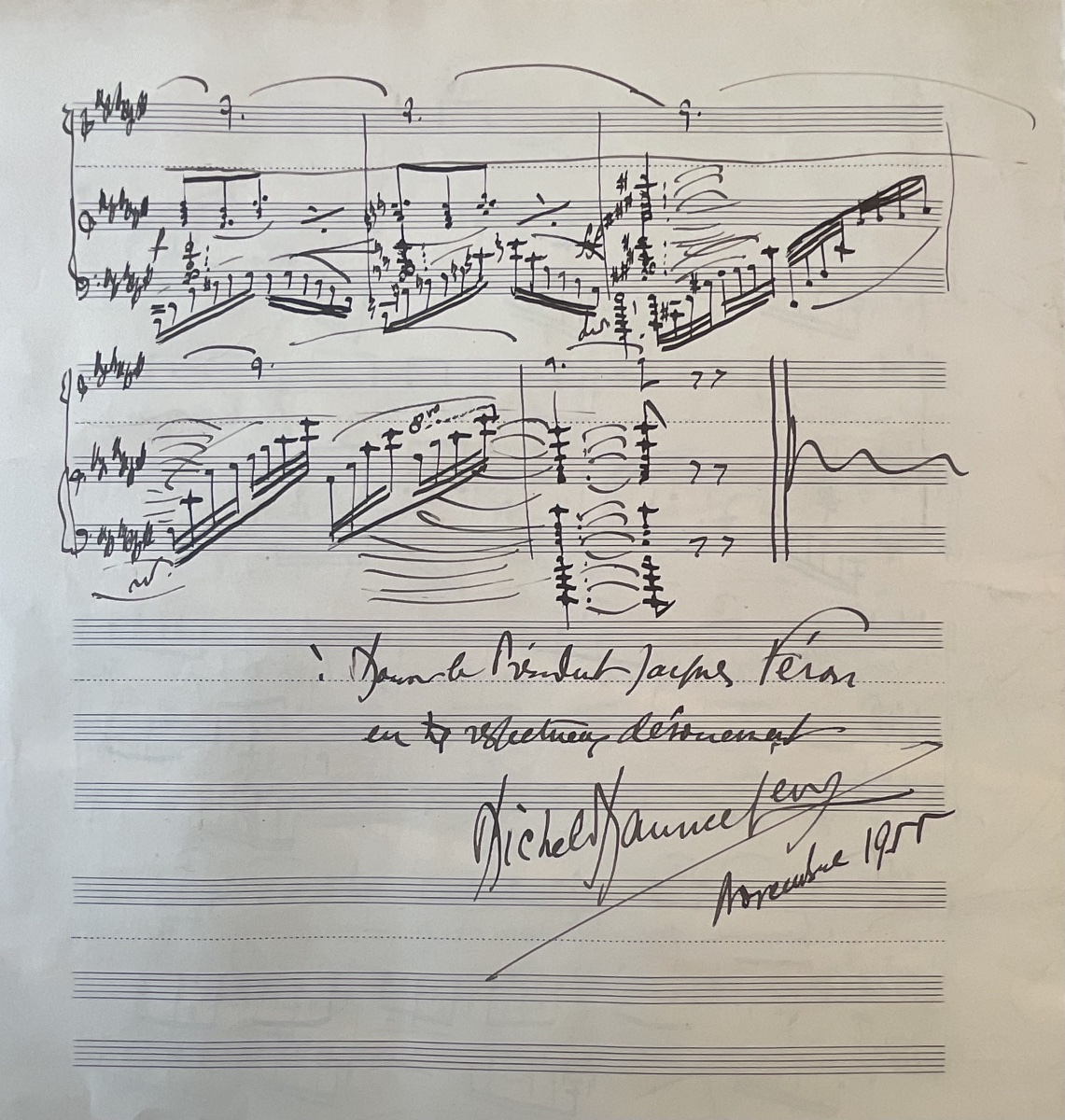 MICHEL MAURICE LÉVY PARTITION MANUSCRITE 1955 COMPOSITEUR BETOVE DÉDICACÉE -photo-3