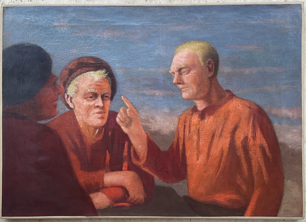 Antoine Druet, Hst Painting *the Conversation*, Original Painting, 1890 