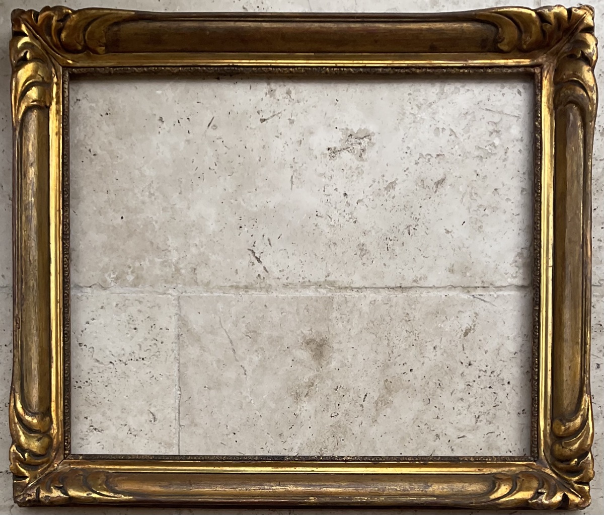 19th-century Carved Wood And Stucco Frame, 8f, Original French Frame, 46 X 38 Cm
