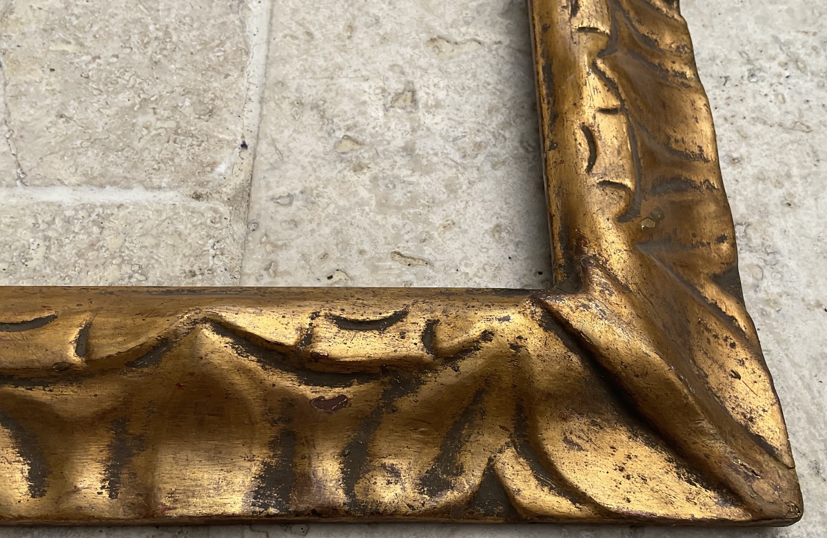 Rare 19th-century Carved Wooden Frame, 8f, Original French Frame, 46 X 38 Cm-photo-4