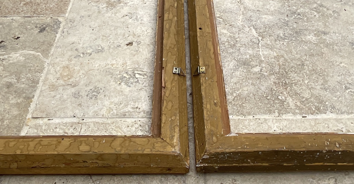 PAIRE DE CADRES XIXè SCULPTÉ BOIS FEUILLE OR ORIGINAL FRENCH FRAME 54 x 43 cm-photo-3