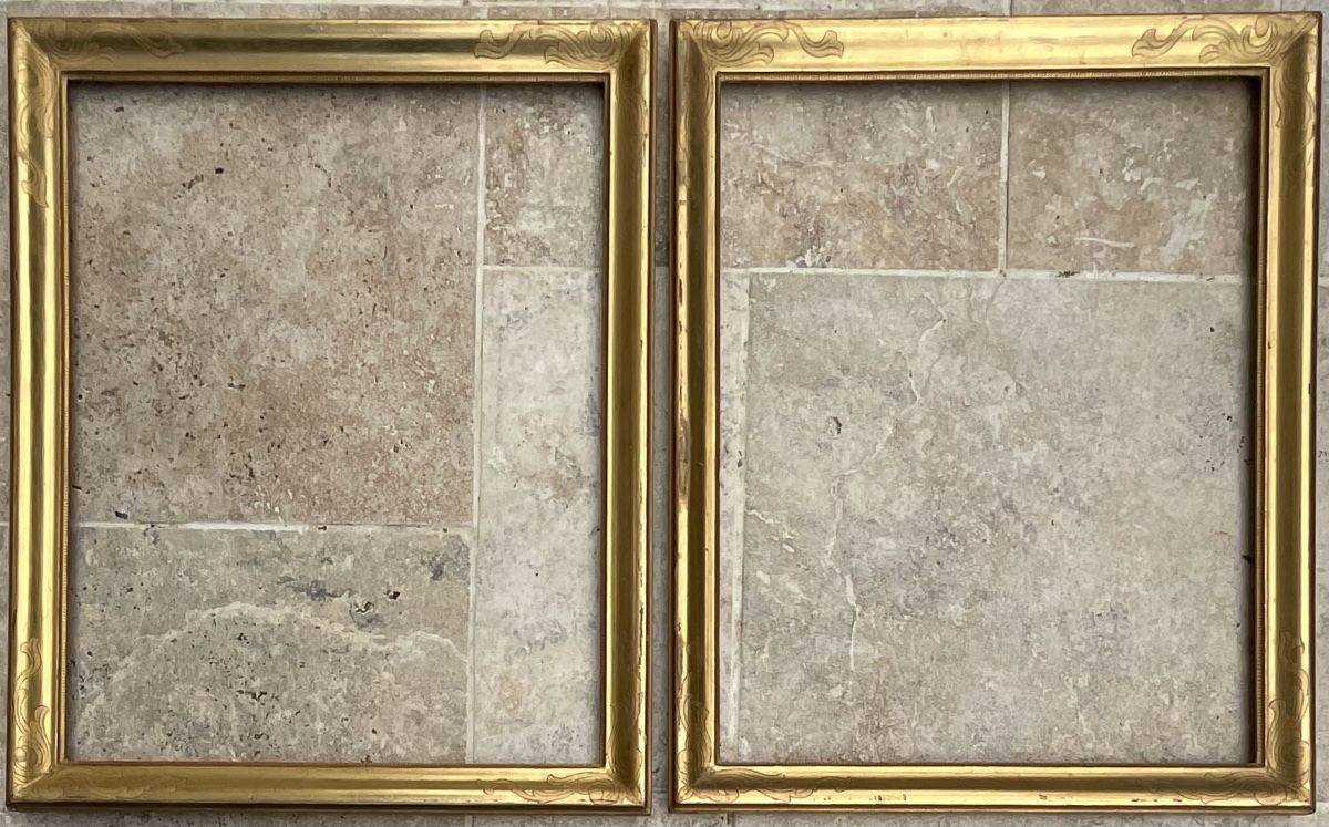 PAIRE DE CADRES XIXè SCULPTÉ BOIS FEUILLE OR ORIGINAL FRENCH FRAME 54 x 43 cm