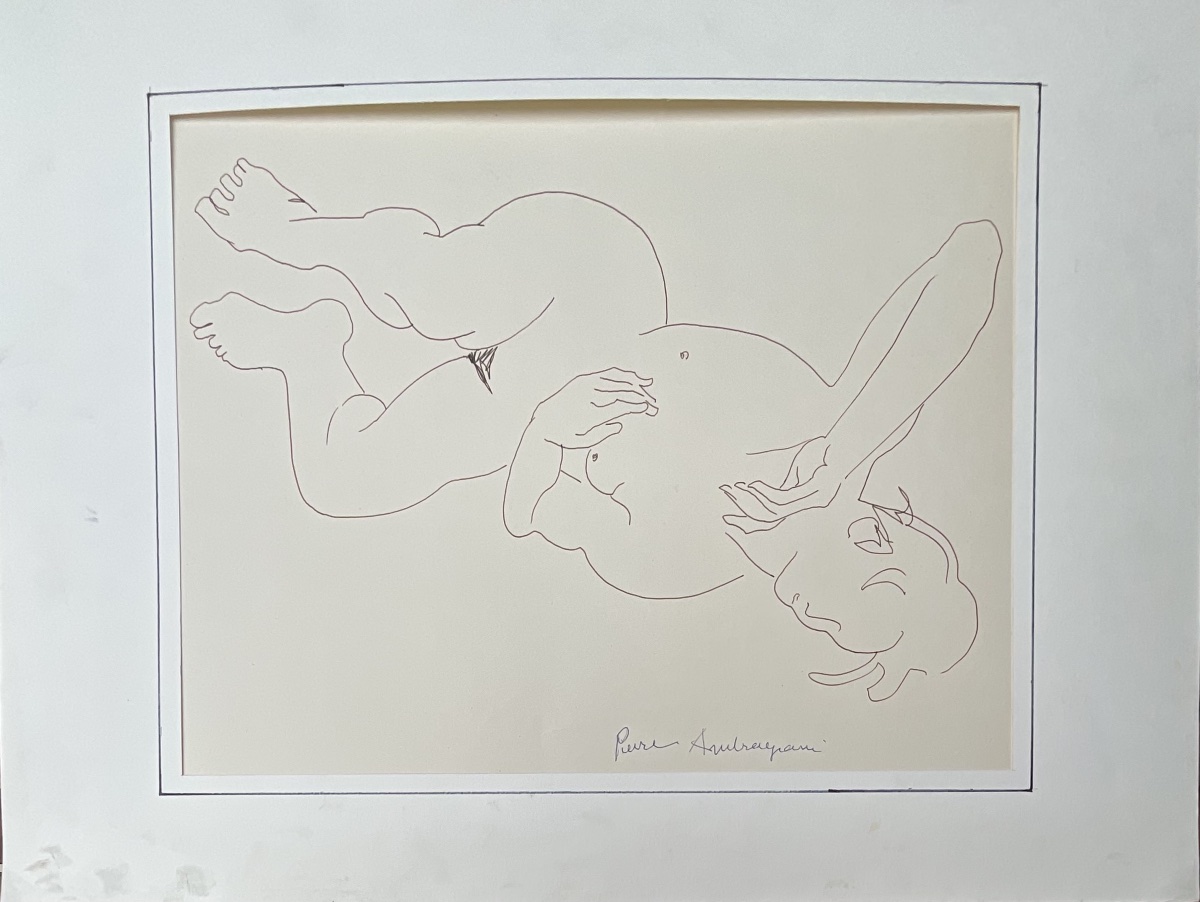 PIERRE  AMBROGIANI DESSIN ORIGINAL NU FÉMININ 