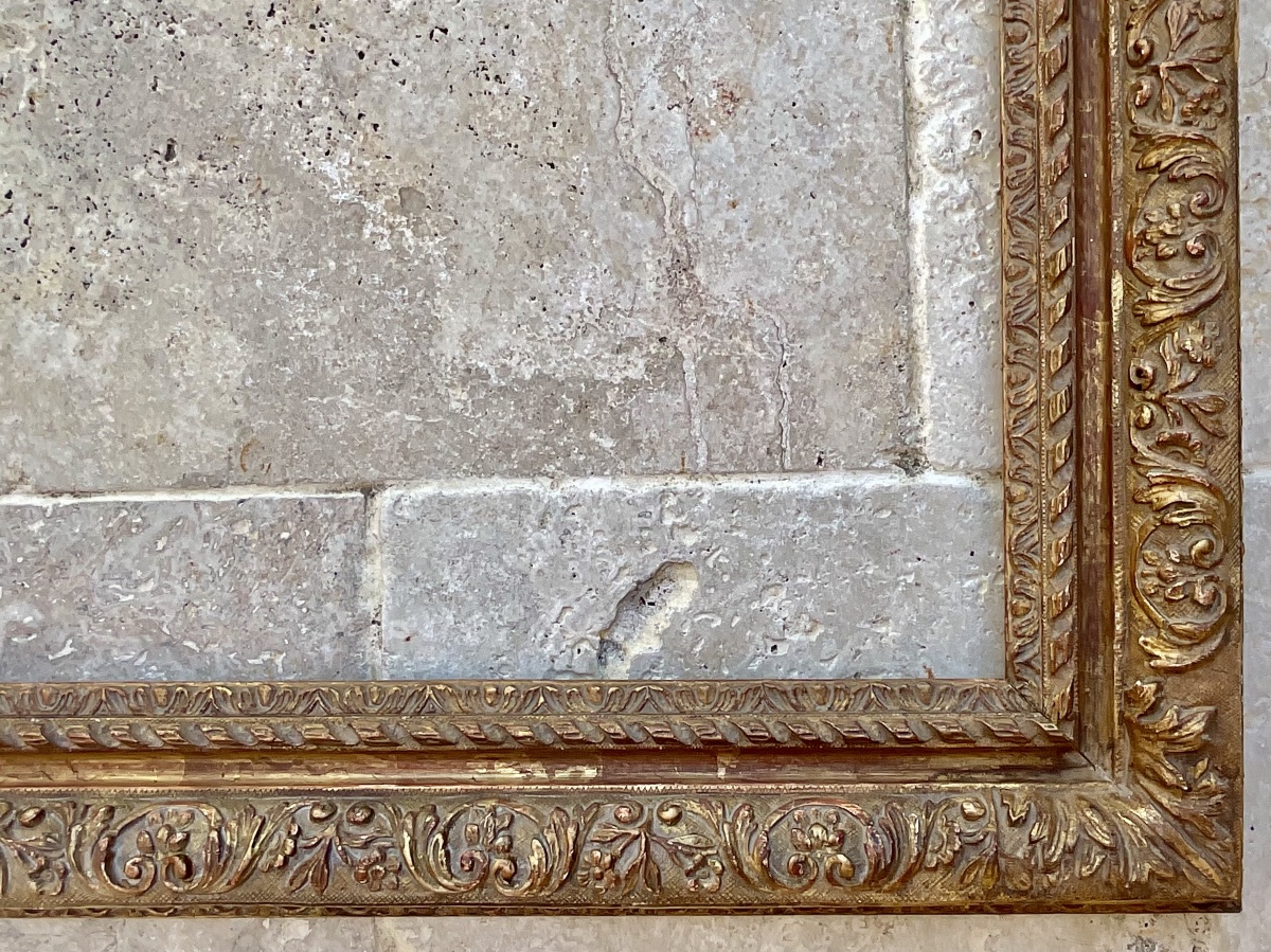19th-century Carved Wood And Stucco "bérain" Frame, Size 25f, Original French Frame, 81 X 65 Cm-photo-3