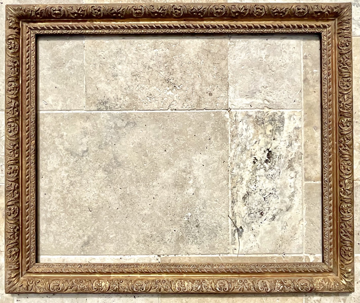 19th-century Carved Wood And Stucco "bérain" Frame, Size 25f, Original French Frame, 81 X 65 Cm