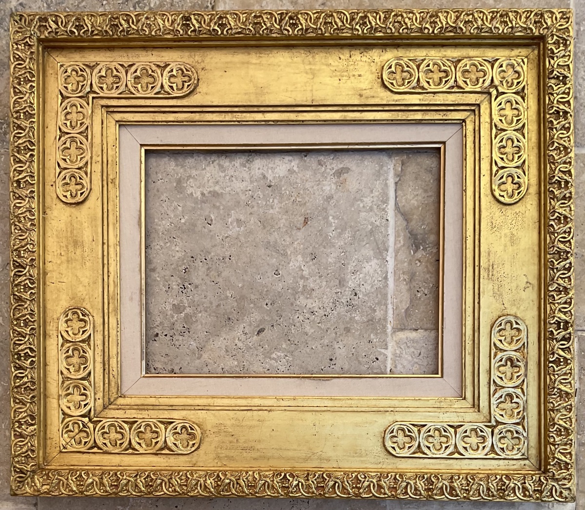 RARE CADRE SCULPTÉ BOIS STUC FEUILLE OR 5F DIM 35 x 27 CM FRENCH FRAME 