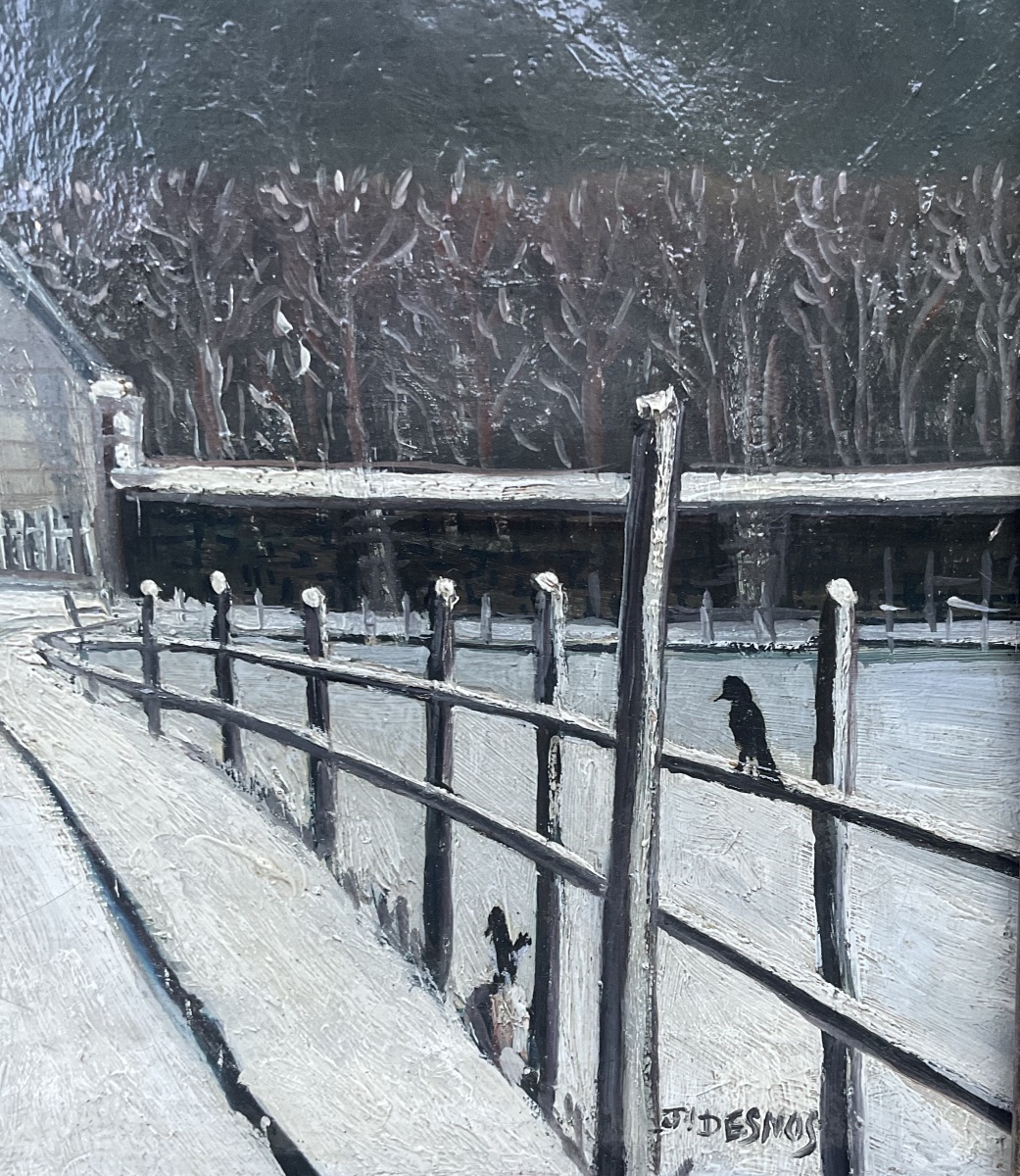 Ferdinand Desnos, Painting Hst *snow At Pontlevois In Touraine*, 1932 -photo-4