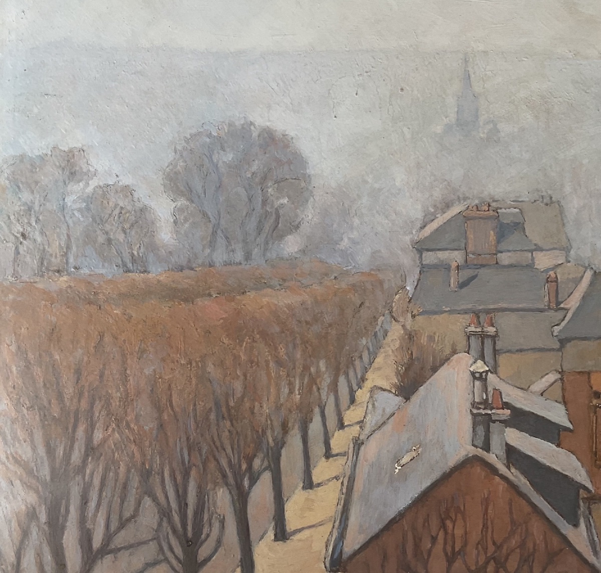 Jacques Simon Tableau Peinture vue sur les toits et Clochers de Rouen 1930/40-photo-2