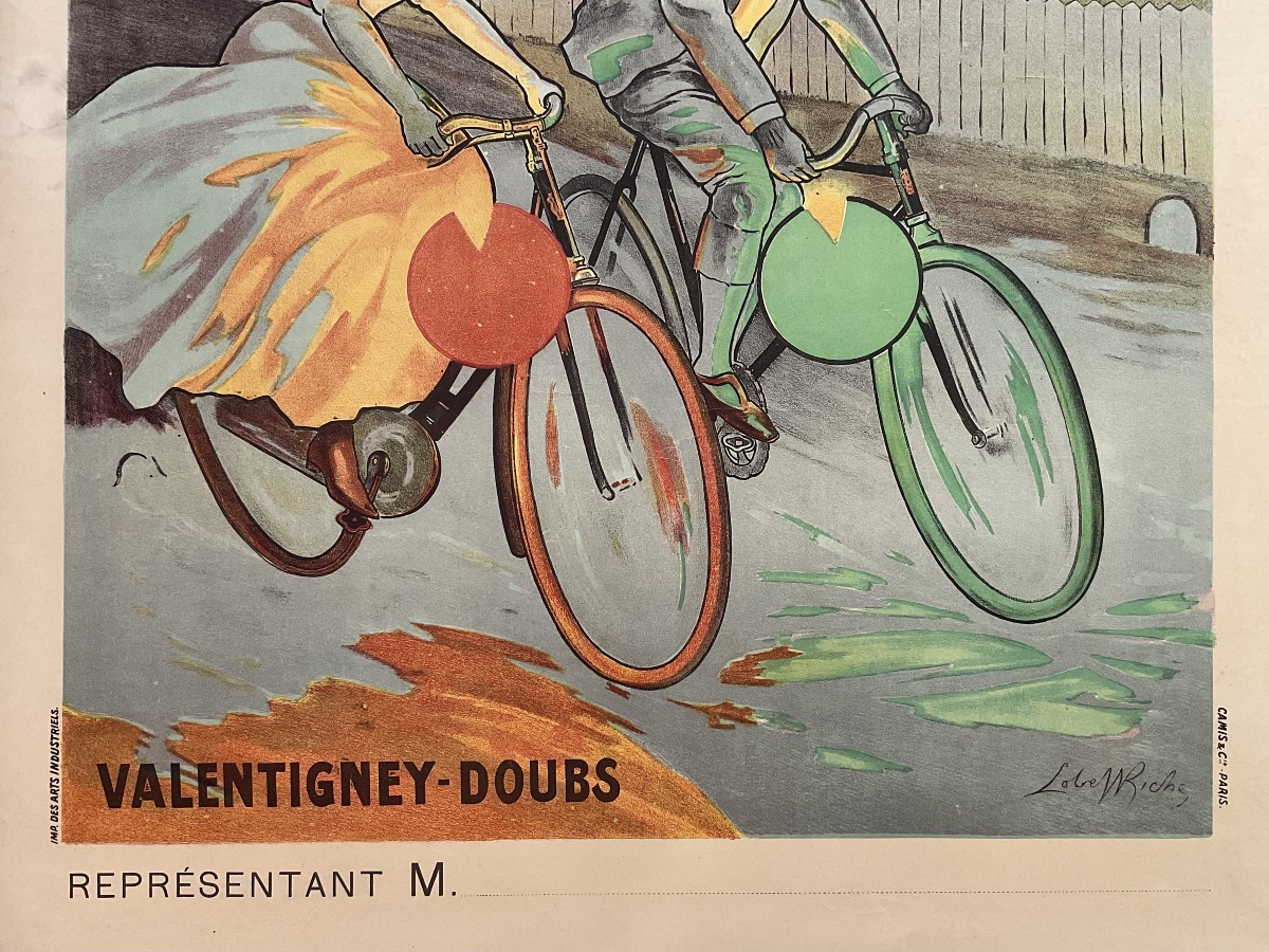 Lobel Riche Rare Lithographic Poster, 1900, Peugeot Bicycle, Valentigney, Doubs, 1900 Poster-photo-4
