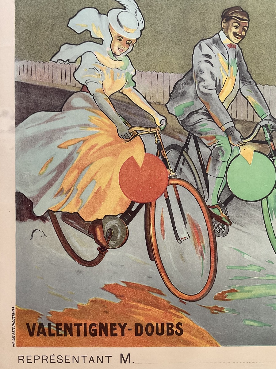 Lobel Riche Rare Lithographic Poster, 1900, Peugeot Bicycle, Valentigney, Doubs, 1900 Poster-photo-1