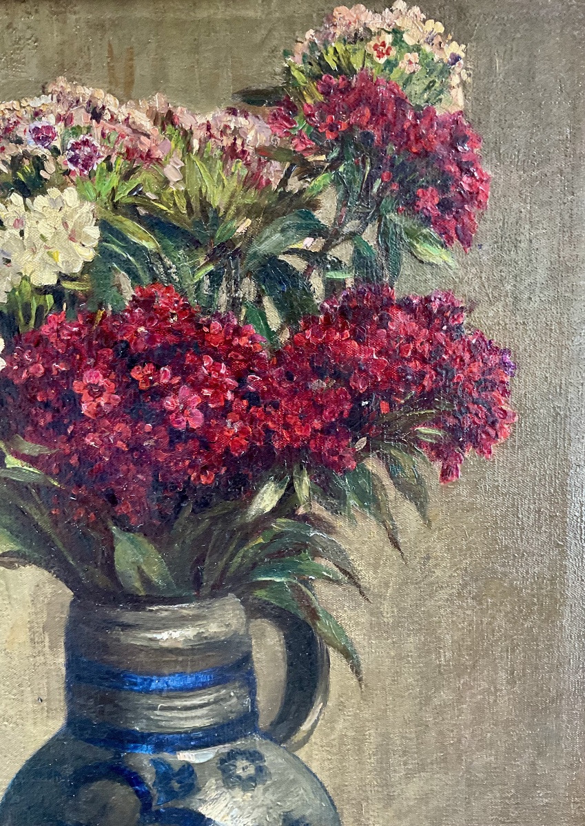 Edward Chappel Hst Painting: Bouquet Of Flowers, 1910/20, Belgian -photo-5