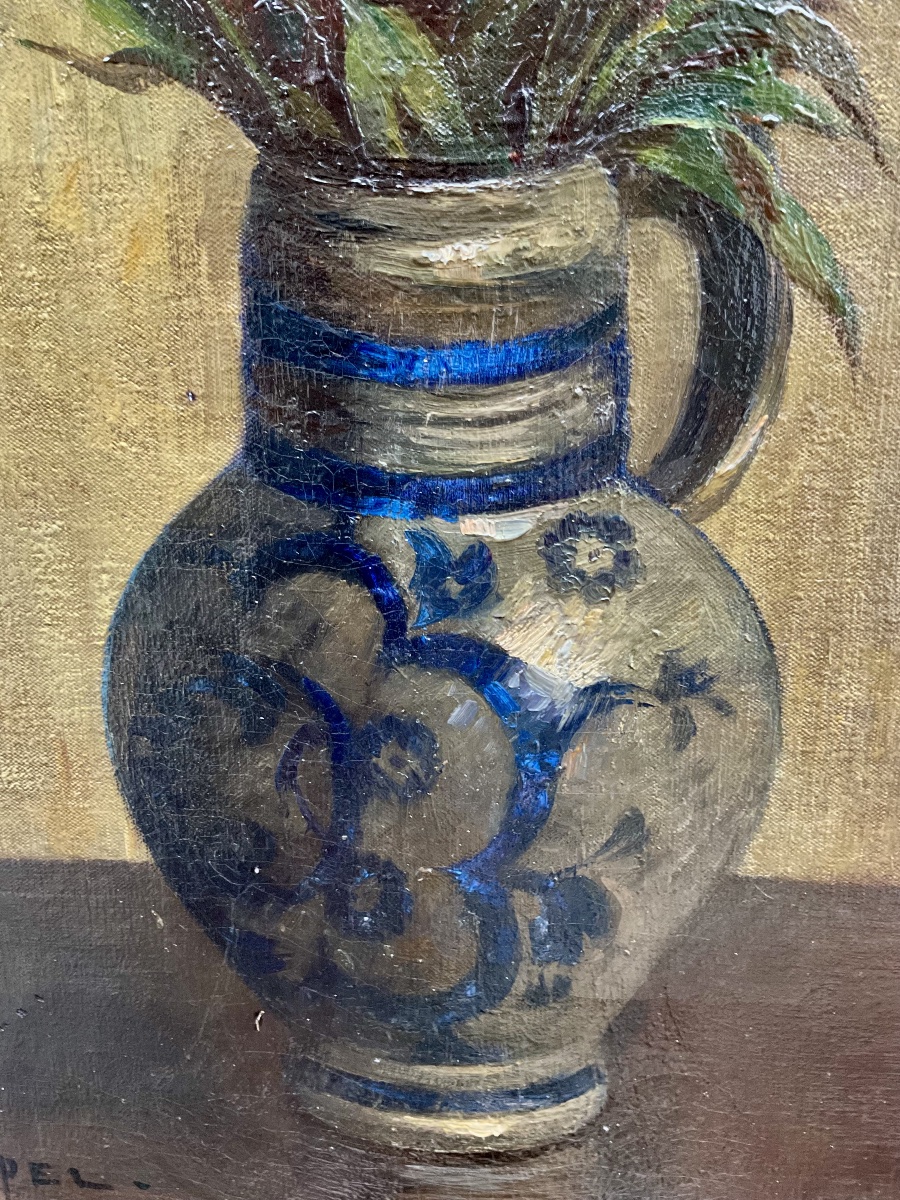 Edward Chappel Hst Painting: Bouquet Of Flowers, 1910/20, Belgian -photo-6