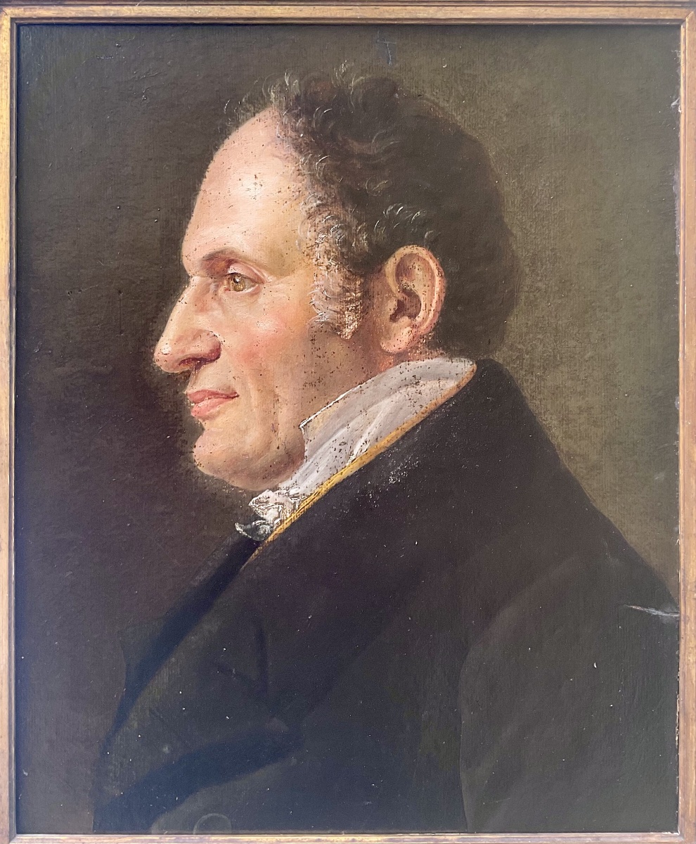 PORTRAIT GENTILHOMME PREMIÈRE EMPIRE TABLEAU (1800-1830) HUILE SUR CARTON -photo-2