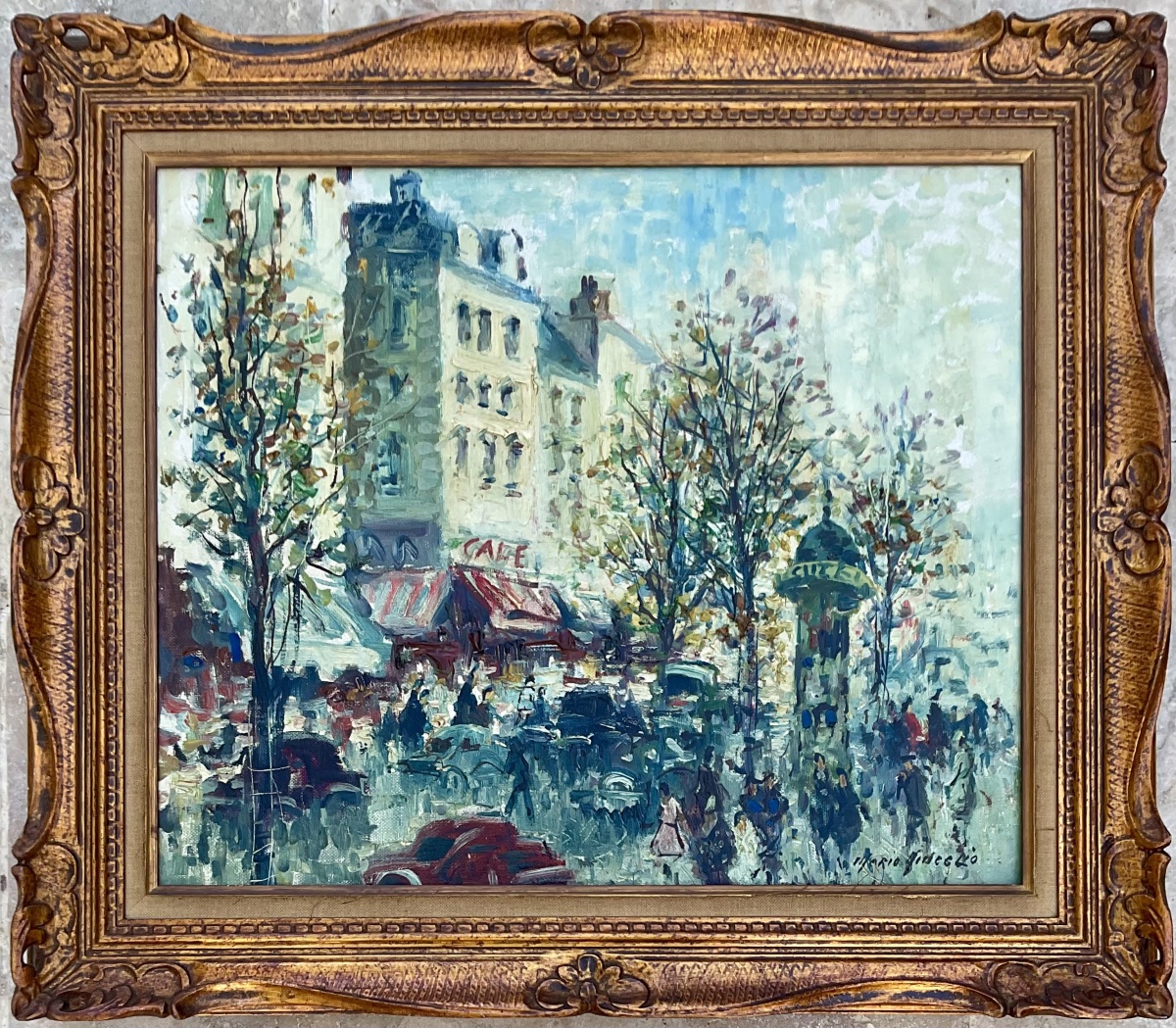 Merio Améglio Tableau HST  Paris Boulevard de Clichy dim 55 x 46 cm 