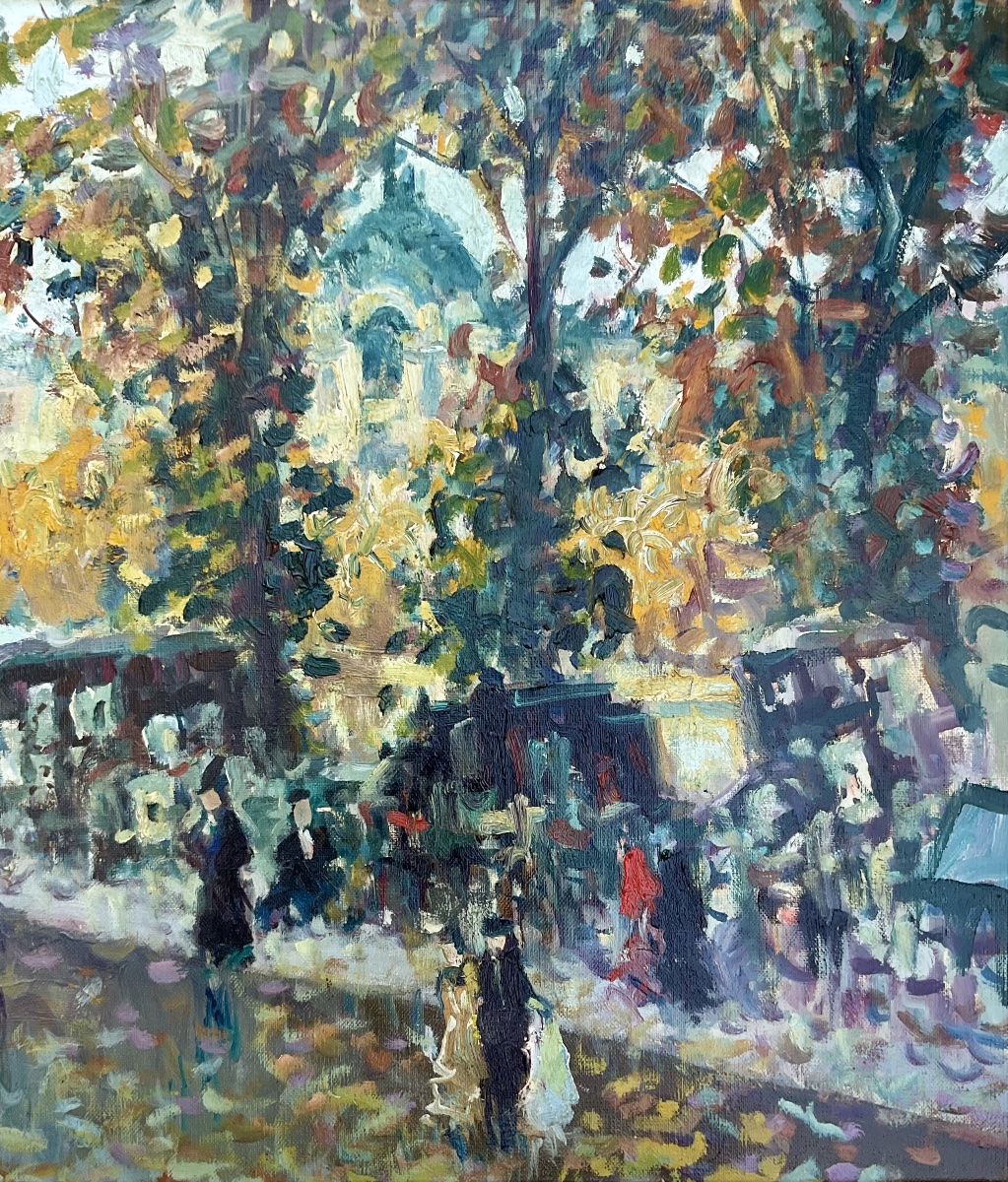 Mério Améglio Tableau HST Paris les quais  Vue sur le Louvre Dim : 55 x 46 cm -photo-1