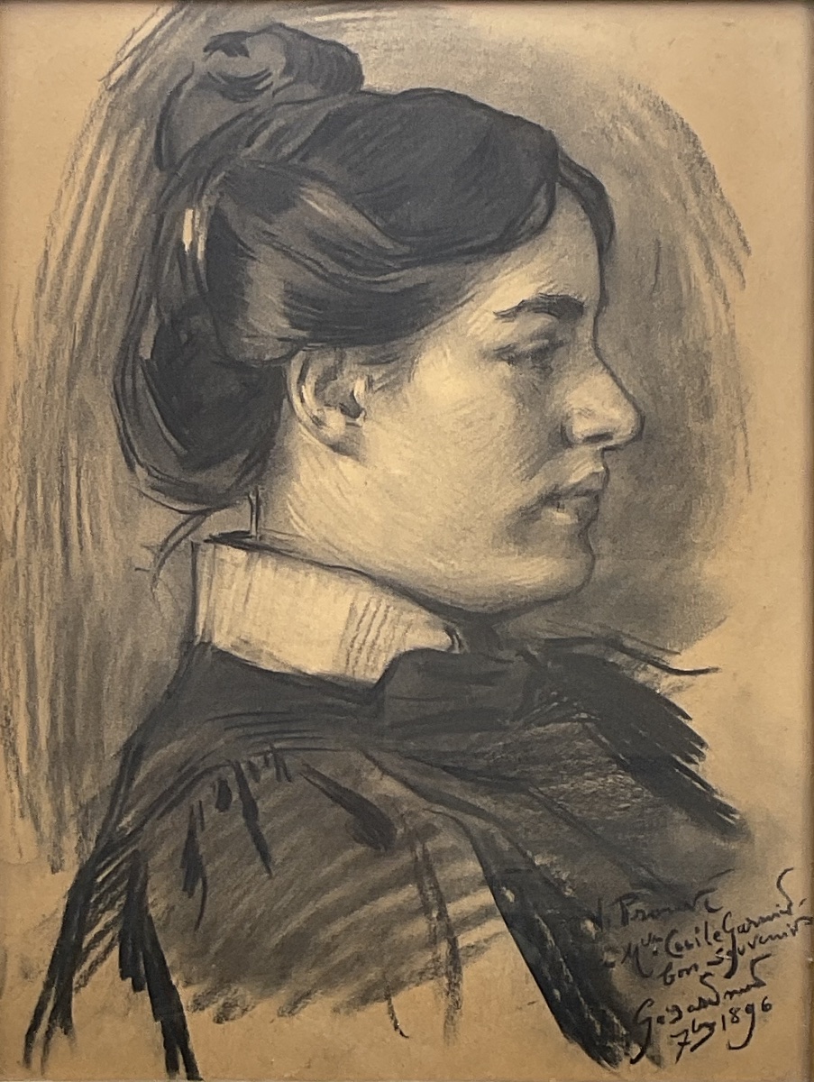  Victor Prouvé, Original Drawing, 1896, Portrait Of Mlle Cécile Garnier, Gérardmer -photo-2