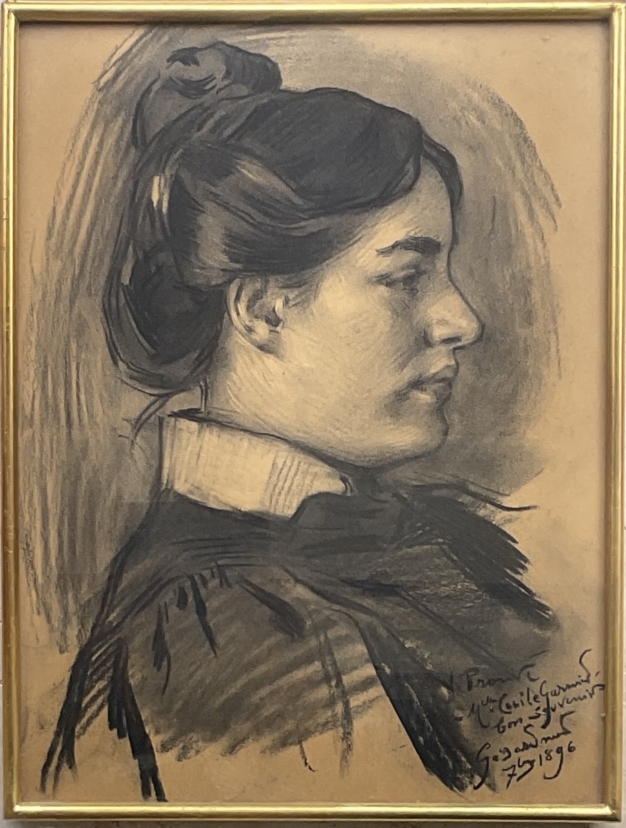  Victor Prouvé, Original Drawing, 1896, Portrait Of Mlle Cécile Garnier, Gérardmer 
