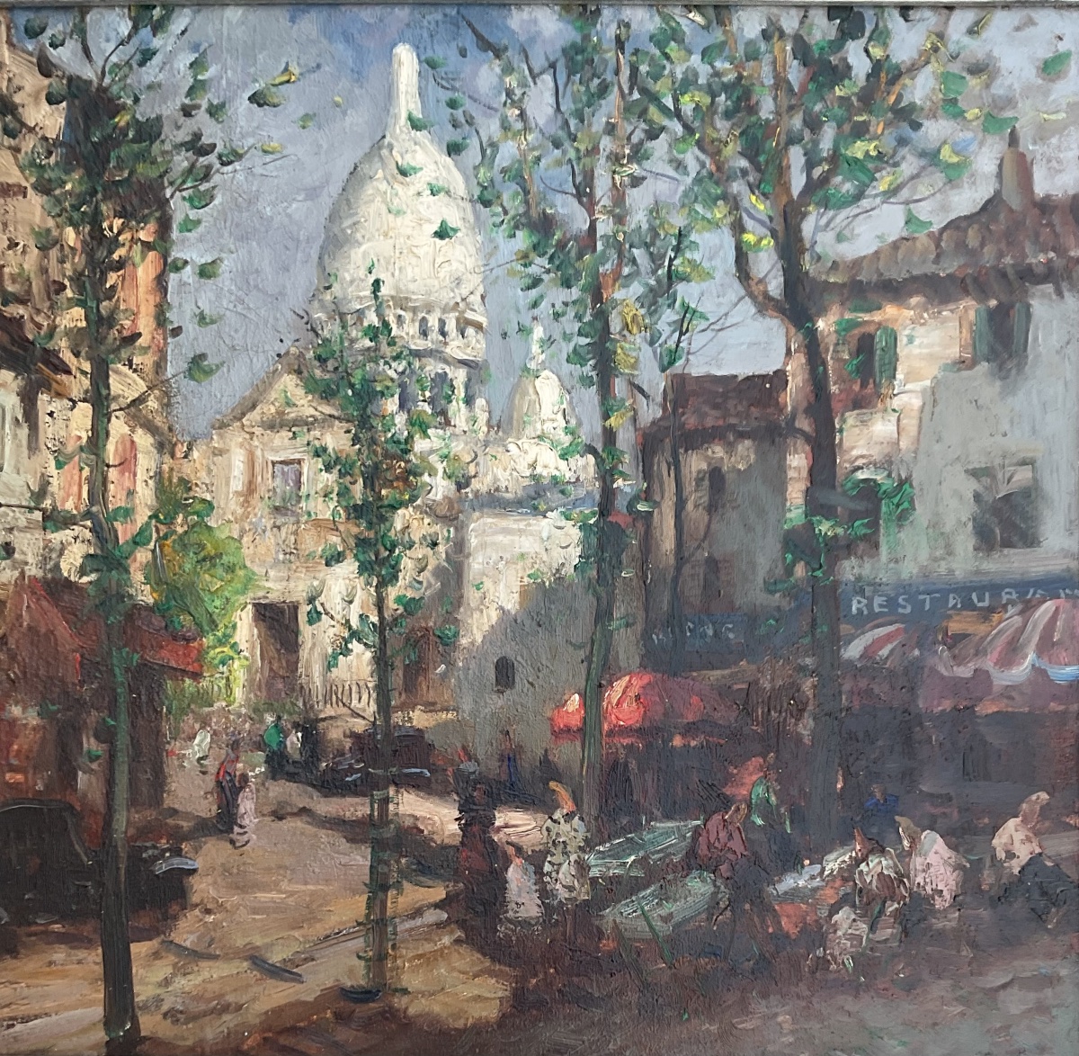 Mério Améglio Tableau HST Scène animée Paris Montmartre Place du tertre 55 x 46 cm -photo-4
