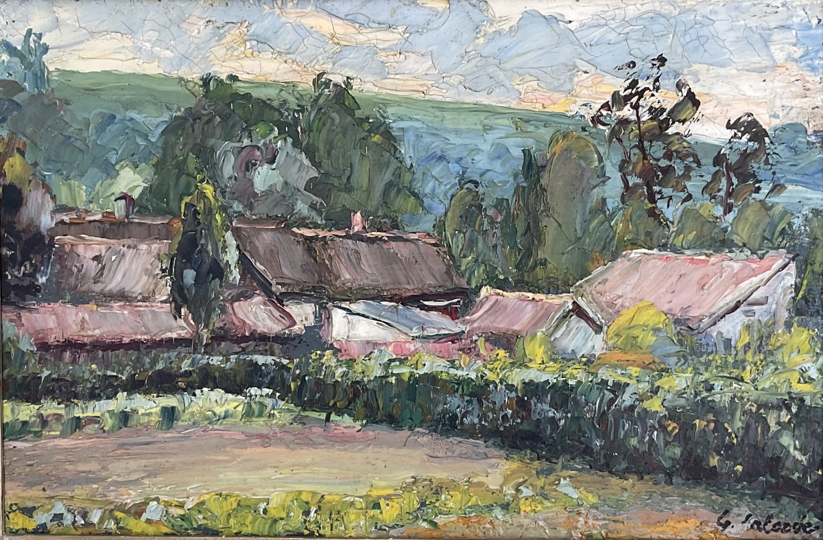 Gaston Laborde, Painting Hst 1930/40, Landscape: The Village Of Talmontier, Oise -photo-2