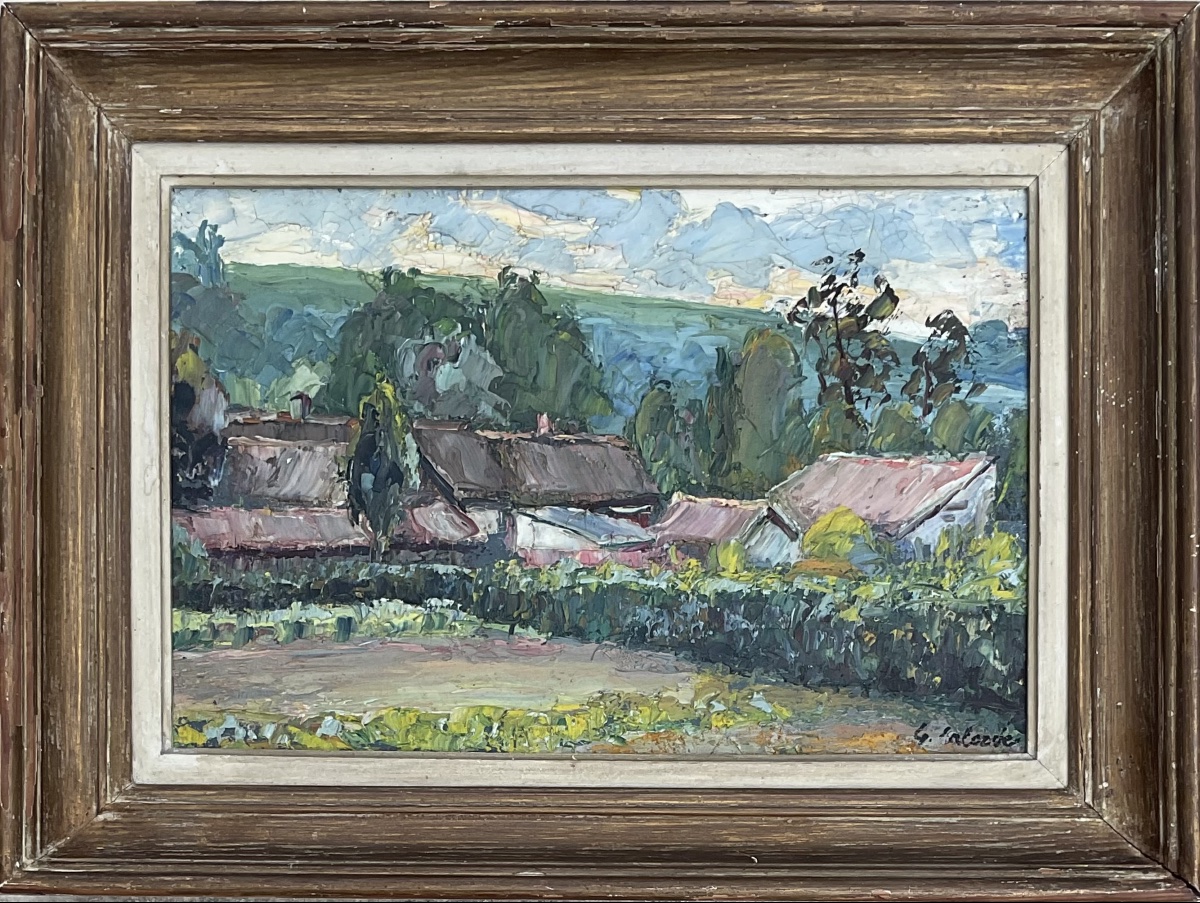 Gaston Laborde, Painting Hst 1930/40, Landscape: The Village Of Talmontier, Oise 