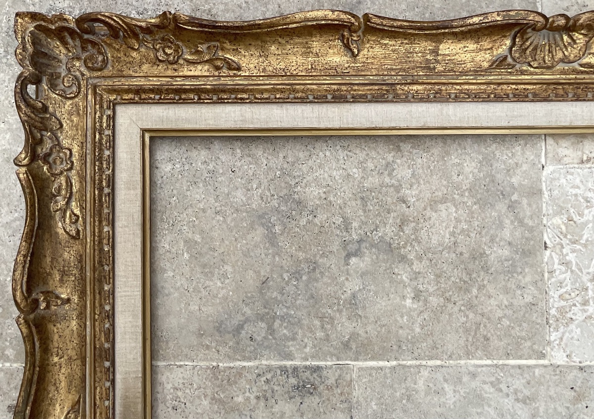 Louis XV Gilded Wooden Montparnasse Frame, Dim. 25f, Original 1930, 81 X 65 Cm-photo-2