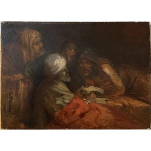 Jean François Portaels Painting 1870 Orientalist Original Painting 