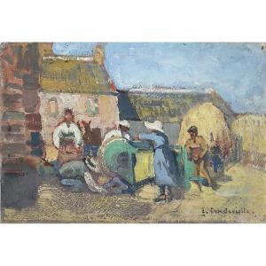 Lucienne Capdevielle Threshing Scene In Brittany 1930