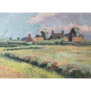 Lucienne Capdevielle Paysage de Bretagne peinture 1930/40