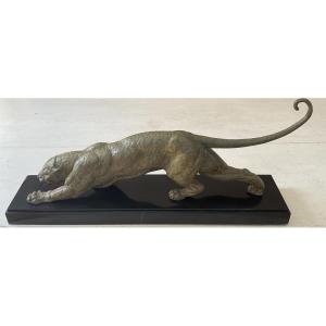 DEMETRE CHIPARUS SCULPTURE ART DECO PANTHÈRE 1930 BELLE PATINE 