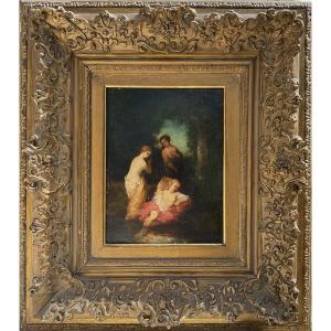 Narcisse Diaz de la Pena Tableau XIXè HSP Fontaine de jouvence Signé DIAZ