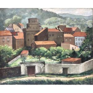 Toledo Piza Large Painting, 1920, Landscape Of Burgundy, Brazilian 