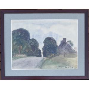 Jacques Roger Simon, Watercolor, 1930, La Butte Es Gros, Montviron, Manche
