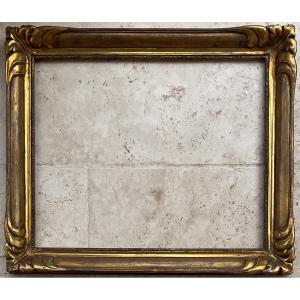 19th-century Carved Wood And Stucco Frame, 8f, Original French Frame, 46 X 38 Cm