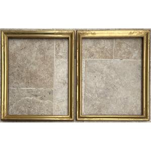 Pair Of 19th-century Carved Wood Frames With Original Gold Leaf, French Frame, 54 X 43 Cm