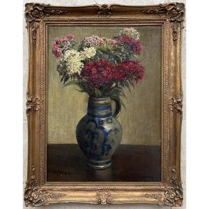 Edward Chappel Hst Painting: Bouquet Of Flowers, 1910/20, Belgian 